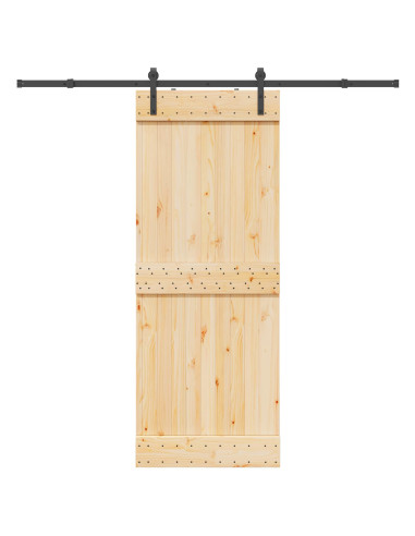 Porta scorrevole NARVIK Naturale e Nero 80 x 210 cm (213,5 cm)