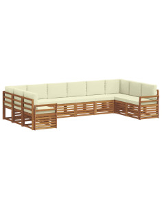 Set divani 10 pcs Naturale e Crema Legno di Acacia Massello 2