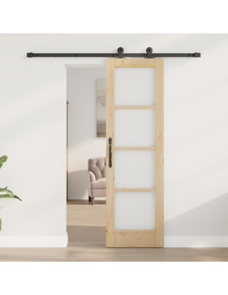 Porta scorrevole ORKDAL Naturale e Nero 61 x 198,5 cm