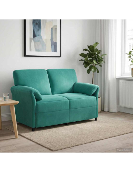 Divano a 2 Posti Turchese 138 x 83 x 95 cm Velluto