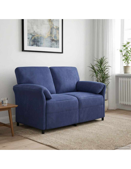 Divano a 2 Posti Blu Polizia 138 x 83 x 95 cm Velluto