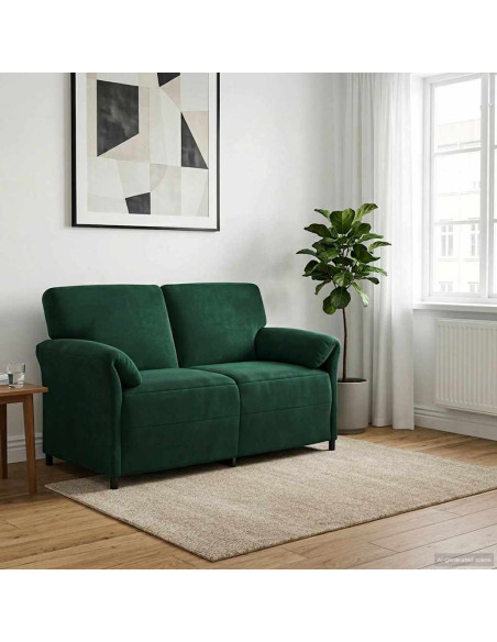 Divano a 2 Posti Verde Scuro 158 x 83 x 95 cm Velluto