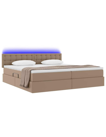 Letto con contenitore e LED con led Grigio chiaro 200 x 200 cm