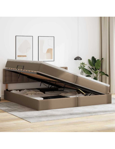 Letto con contenitore e LED con led Grigio chiaro 200 x 200 cm