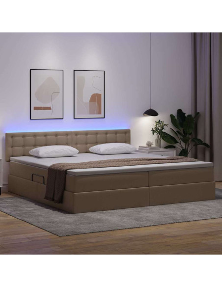 Letto con contenitore e LED con led Grigio chiaro 200 x 200 cm