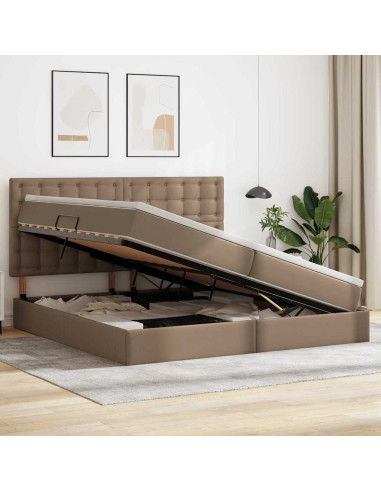 Letto con Contenitore Cappuccino 200 x 200 cm Pelle Sintetica