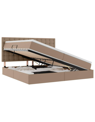 Letto con contenitore e LED con led Cappuccino 200 x 200 cm