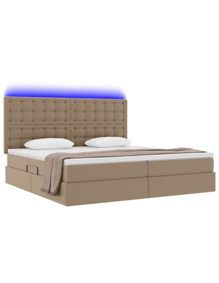Letto con contenitore e LED con led Cappuccino 200 x 200 cm