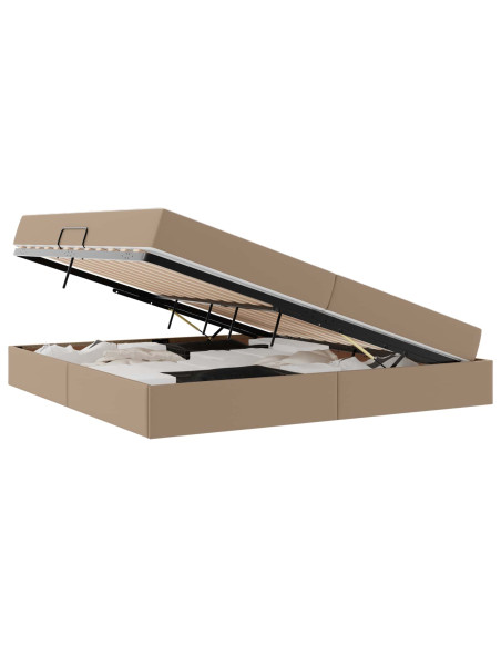 Letto con contenitore e materasso 2 pcs Cappuccino Pelle