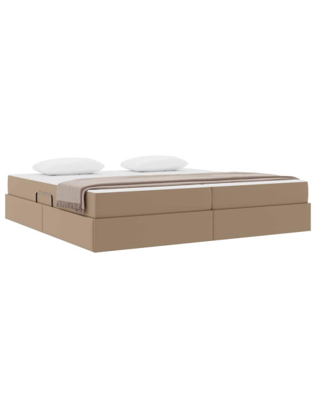 Letto con contenitore e materasso 2 pcs Cappuccino Pelle