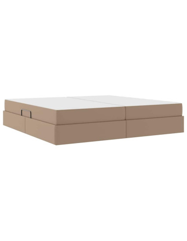 Letto con contenitore e materasso 2 pcs Cappuccino Pelle