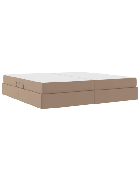Letto con contenitore e materasso 2 pcs Cappuccino Pelle