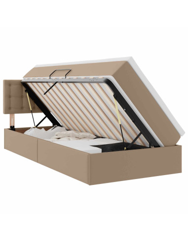Letto con contenitore e LED con led Cappuccino 100 x 200 cm