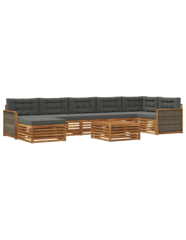 Set di divani da esterno con cuscino 8 pcs Naturale e Antracite