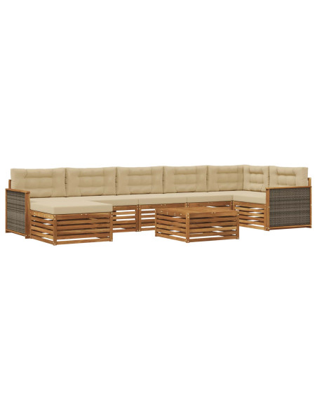 Set di divani da esterno 8 pcs Naturale e Beige