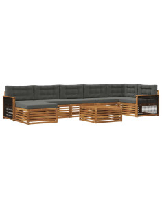 Set di divani da esterno con cuscino 8 pcs Naturale e Antracite 2