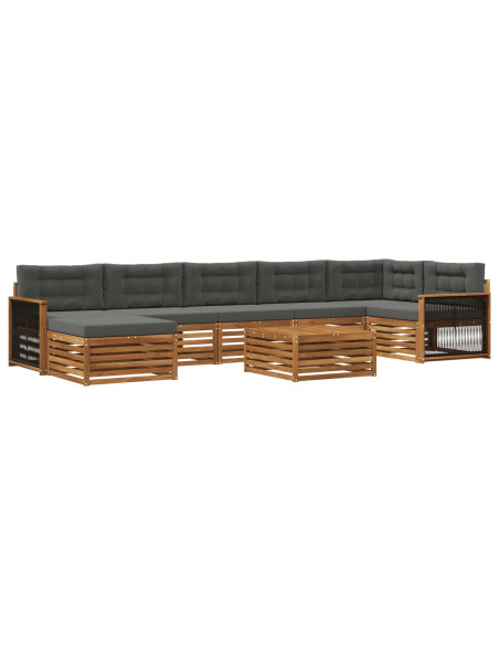 Set di divani da esterno con cuscino 8 pcs Naturale e Antracite