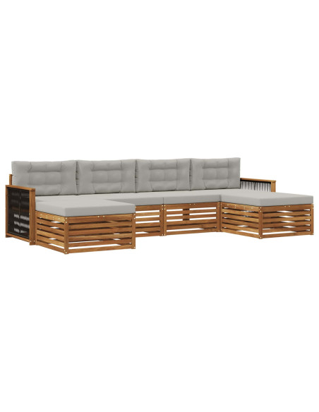 Set divani con cuscino 6 pcs Legno di Acacia Massello