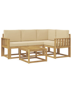 Set di divani da esterno con cuscino 5 pcs Bianco e Beige 2