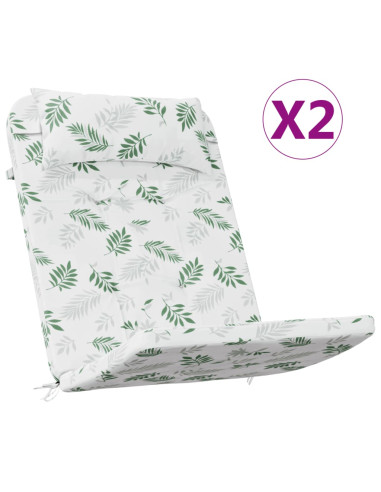 Cuscini Sedia Adirondack 2 pz Motivo a Foglie in Tessuto Oxford