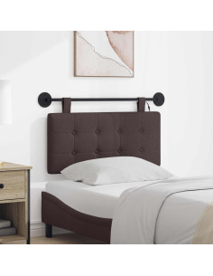 Testiera sospesa Con luce LED Marrone Scuro Tessuto