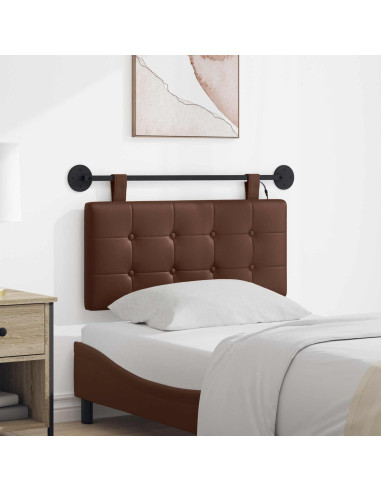 Testiera sospesa Con luce LED Marrone Similpelle