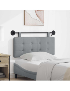 Testiera sospesa Con luce LED Grigio Chiaro Tessuto