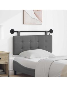 Testiera sospesa Con luce LED Grigio Scuro Tessuto