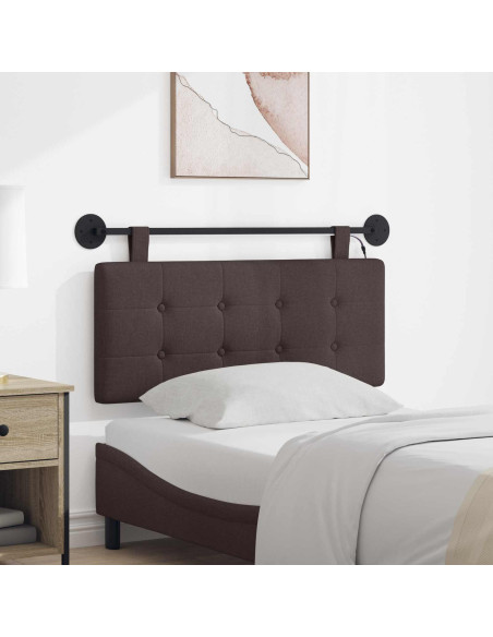 Testiera sospesa Con luce LED Marrone Scuro Tessuto