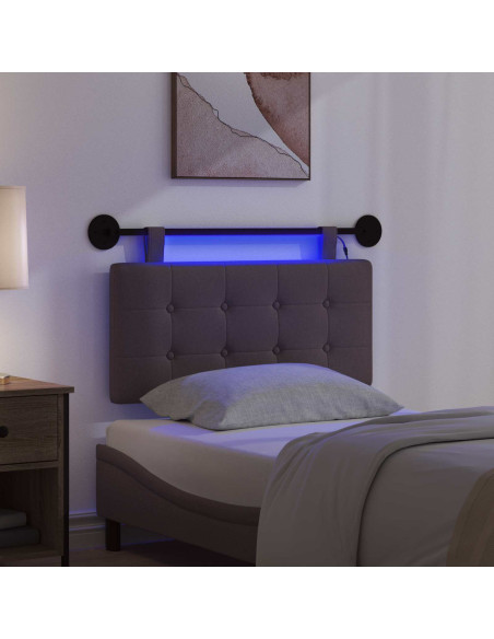Testiera sospesa Con luce LED Marrone Scuro Tessuto