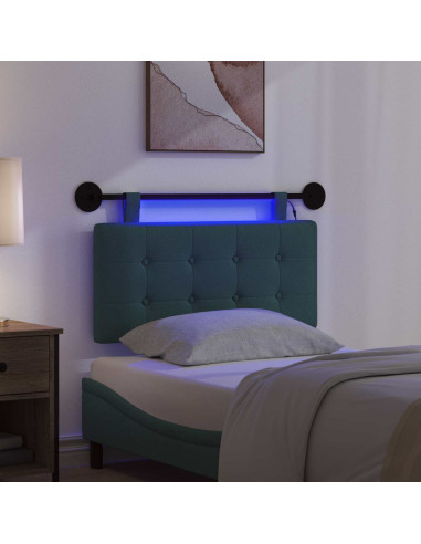 Testiera sospesa Con luce LED Verde Scuro Tessuto