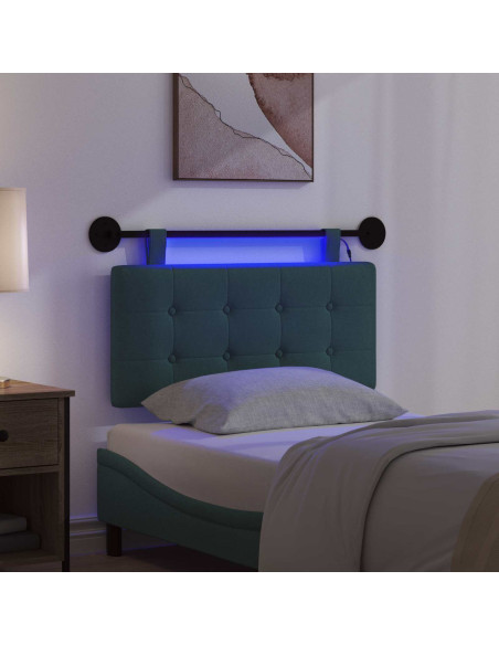 Testiera sospesa Con luce LED Verde Scuro Tessuto