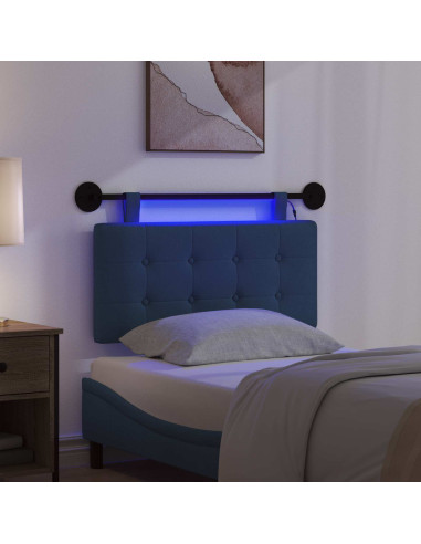 Testiera sospesa Con luce LED Blu Tessuto