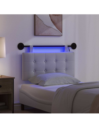 Testiera sospesa Con luce LED Bianco Tessuto