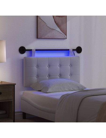 Testiera sospesa Con luce LED Bianco Tessuto