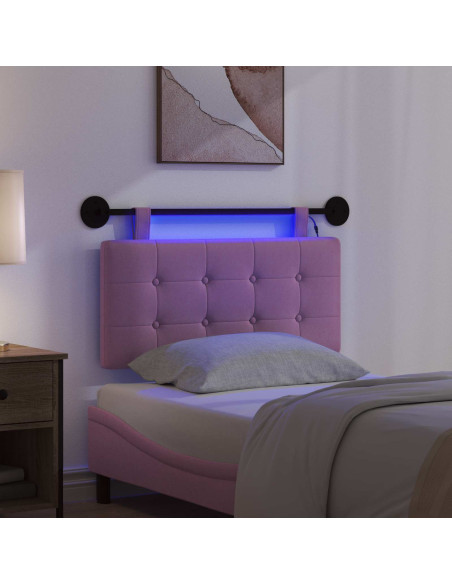 Testiera sospesa Con luce LED Rosa Tessuto