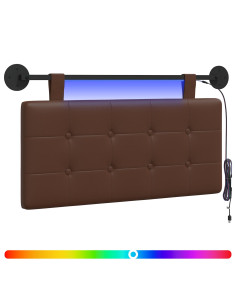 Testiera sospesa Con luce LED Marrone Similpelle 2