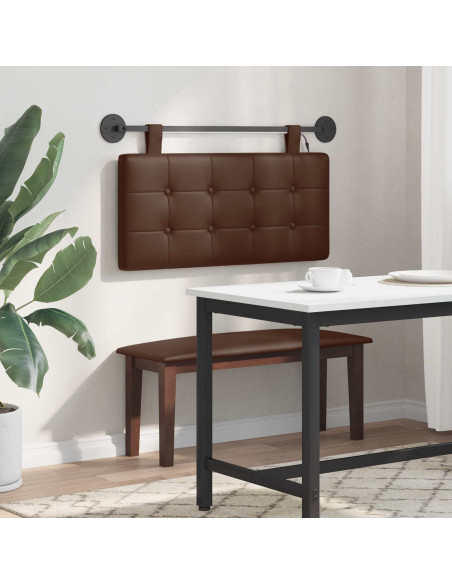 Testiera sospesa Con luce LED Marrone Similpelle