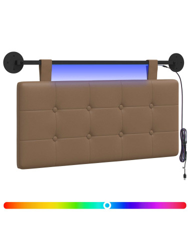 Testiera sospesa Con luce LED Cappuccino Similpelle