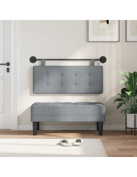 Testiera sospesa Con luce LED Grigio Chiaro Tessuto
