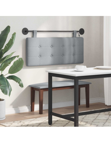 Testiera sospesa Con luce LED Grigio Chiaro Tessuto