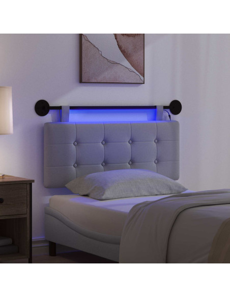 Testiera sospesa Con luce LED Grigio Chiaro Tessuto