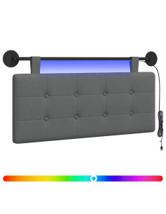 Testiera sospesa Con luce LED Grigio Scuro Tessuto 2