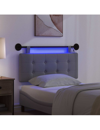 Testiera sospesa Con luce LED Grigio Scuro Tessuto