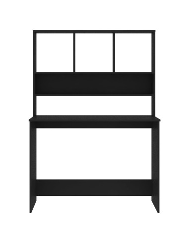 Scrivania con Mensole Nera 110x45x157 cm in Legno Multistrato