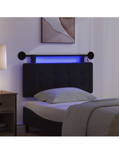 Testiera sospesa Con luce LED Nero Tessuto