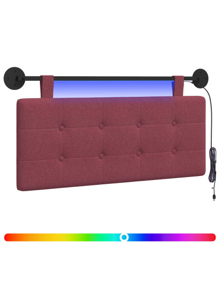 Testiera sospesa Con luce LED Rosso Vino Tessuto