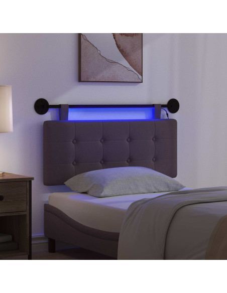 Testiera sospesa Con luce LED Marrone Scuro Tessuto