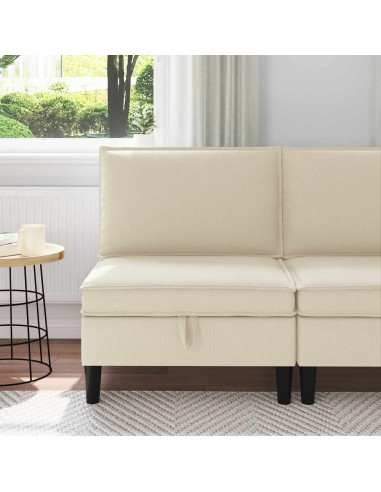 Divano Medio con Storage Crema Velluto