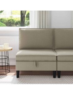 Divano Medio con Storage Sabbia Velluto